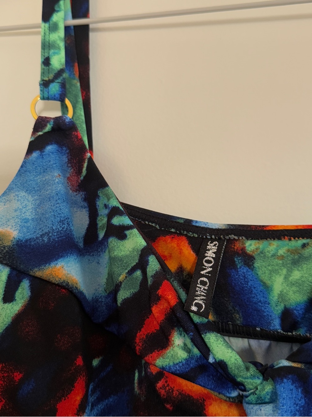 Simon Chang Blue Green Multicolor Midi Dress - Picture 5 of 6
